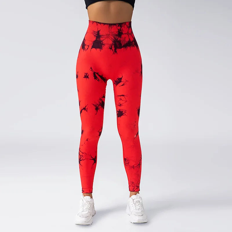 YIYI New Tie Dye Seamless High Waisted Workout Gym Fitness Leggings for Women Scrunch Butt Lifting Yoga Gym Athletic Pants
