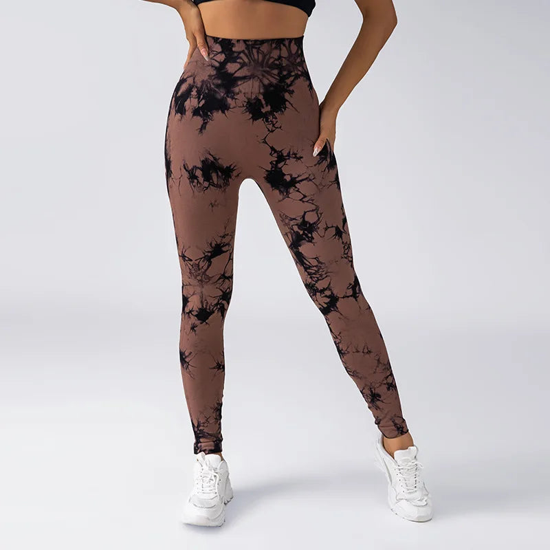 YIYI New Tie Dye Seamless High Waisted Workout Gym Fitness Leggings for Women Scrunch Butt Lifting Yoga Gym Athletic Pants
