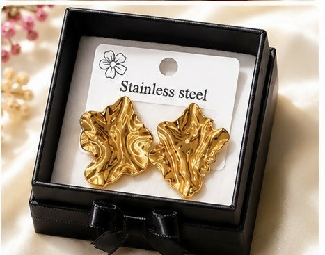 Midnight Gold Leaf Earrings