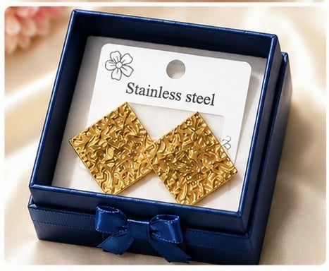 Golden Square Glam Earrings